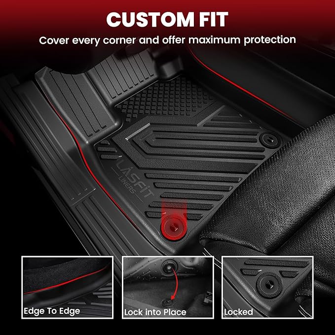 LASFIT Floor Mats for Kia Telluride 2027 (Only Fit Hybrid, Not Fit Gas), All Weather TPE Custom Fit Floor Liners 1st & 2nd & 3rd Row Car Mats Accessories, Black