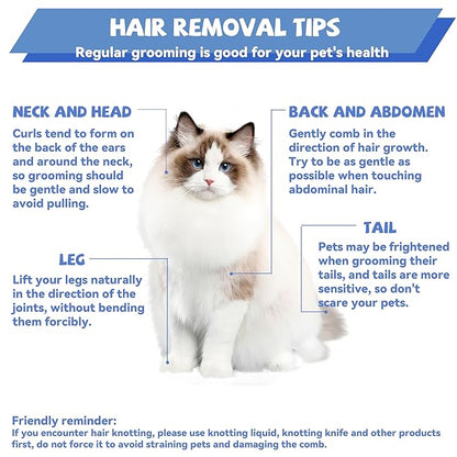 Pet Grooming Comb with Rounded Ends Stainless Steel Teeth for Dogs & Cats,Wide & Dense Teeth for Removing Tangles, Knots,Undercoat,Flea,Face,Chin,Tear Stain,Excess Hair,Metal Dematting Tool Pet Gift