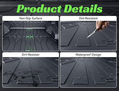 Cargo Trunk Mat with Backrest Mats for Kia Telluride 2020-2025(7/8 Seat),All Weather Protection TPE Heavy Duty Cargo Liner Telluride Accessories,Black