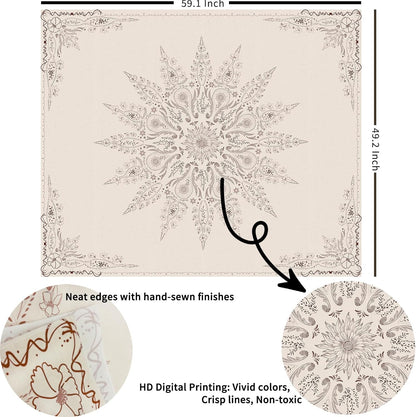 Damanse Floral Tapestry Wall Hanging Cute,Boho Wall Tapestry for Bedroom Aesthetic,Mandala Living Room Decor for Teen Girls (Flaxen, 49.20" x 59.10")