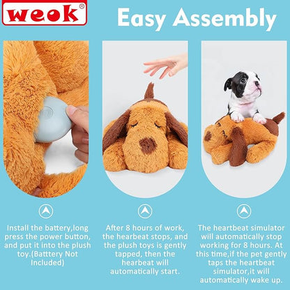 Heartbeat Puppy Toy, Comfort Cuddler Pillow, Dog Anxiety Relief Calming Aid,Heartbeat Stuffed Toy for Dogs,Puppy Heartbeat Toy Sleep Aid,Dog Heartbeat Toy for Pet