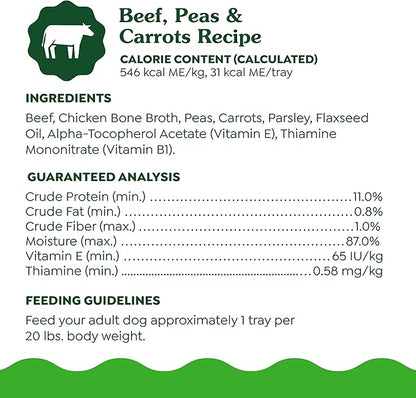 Greenies Smart Topper High Protein Wet Mix-in for Dogs, Beef, Peas & Carrots Recipe in Vitabroth Broth - Bone Broth + Vitamins E & B1, 10 Count