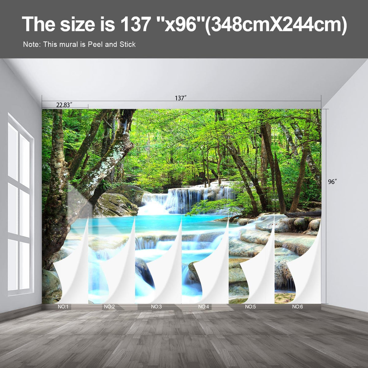 Forest Landscape Wall murals Woodland Tree Peel and Stick Wallpaper for Bedroom Living Room - 96"x137"