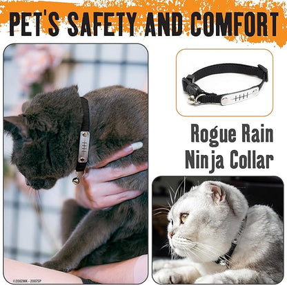 Naruto Breakaway Cat Collars for Girl & Boy Cats: Adjustable 8.5”-12” Cute Kitten Collar with Bell (Removable), Officially Licensed Naruto Shippuden Pet Accessories & Gifts (Black, Rogue Rain Ninja)