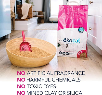 ökocat Super Soft Wood Clumping Cat Litter, Unscented, 22 pounds XL - Natural Ingredients, Stops Odor, Clumps Solid, 99% Dust Free, Great for All Cats, Sensitive Paws, Kittens