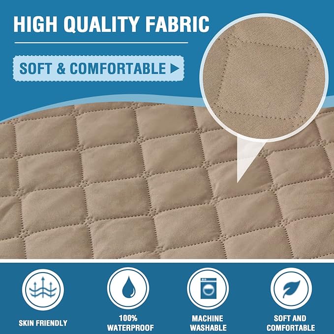 H.VERSAILTEX Sofa Cover, 100% Waterproof Slipcover Furniture Protector, Washable Couch Cover with Non-Skid Backing and Elastic Straps for Kids, Dogs, Pets(Sofa, French Oak)