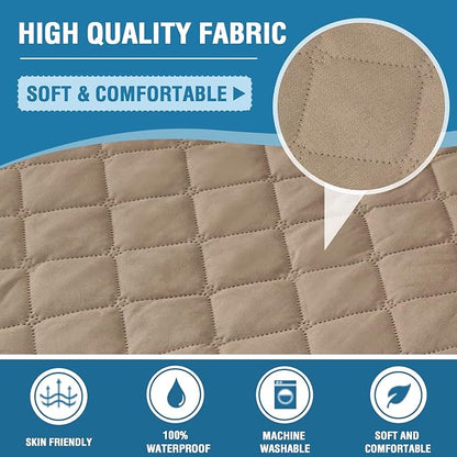 H.VERSAILTEX Sofa Cover, 100% Waterproof Slipcover Furniture Protector, Washable Couch Cover with Non-Skid Backing and Elastic Straps for Kids, Dogs, Pets(Sofa, French Oak)