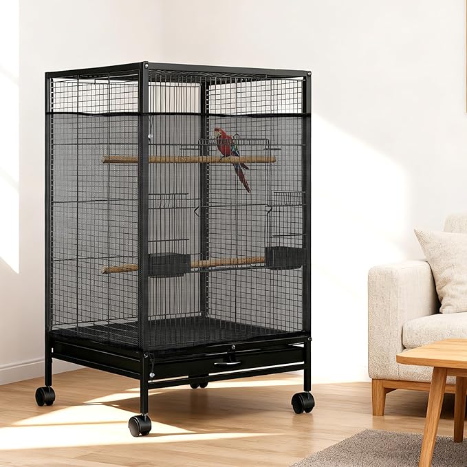 1 Pc Large Bird Cage Seed Cather, Bird Cage Cover 31 X 118 Inches Adjustable Birds Cages Skirt, Elastic Band Mesh Cages Cover for Parrot Seed Guard