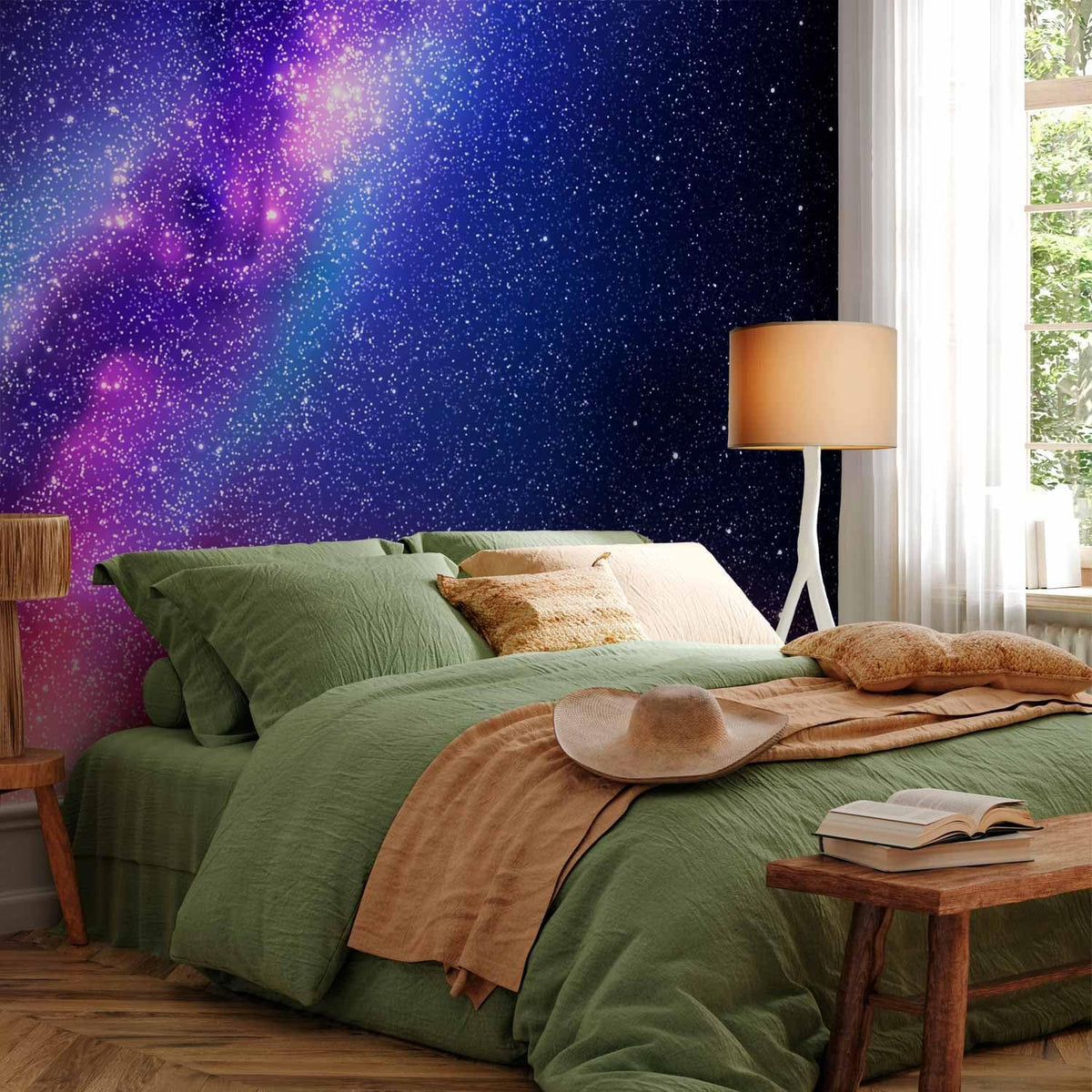 artgeist Premium Wall Mural Galaxy 98x69 in - XXL Non-Woven Wallpaper Fleece Wall Decor Photo Print Picture Image Abstract Space Sky Star Cloud Violet f-C-0487-a-a