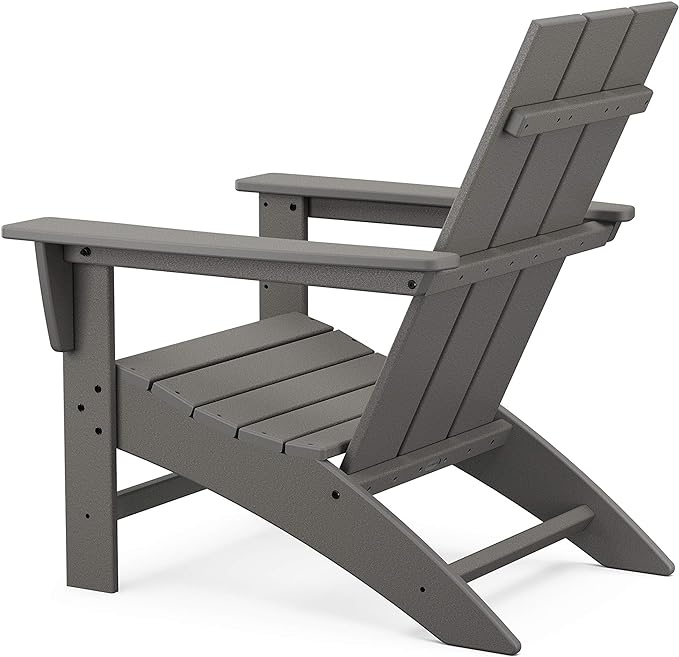 POLYWOOD AD420WH Modern Adirondack Chair, White, Durable High Density Polyethylene Construction, Easy Assembly, Waterproof, Comfortable Contoured Seat