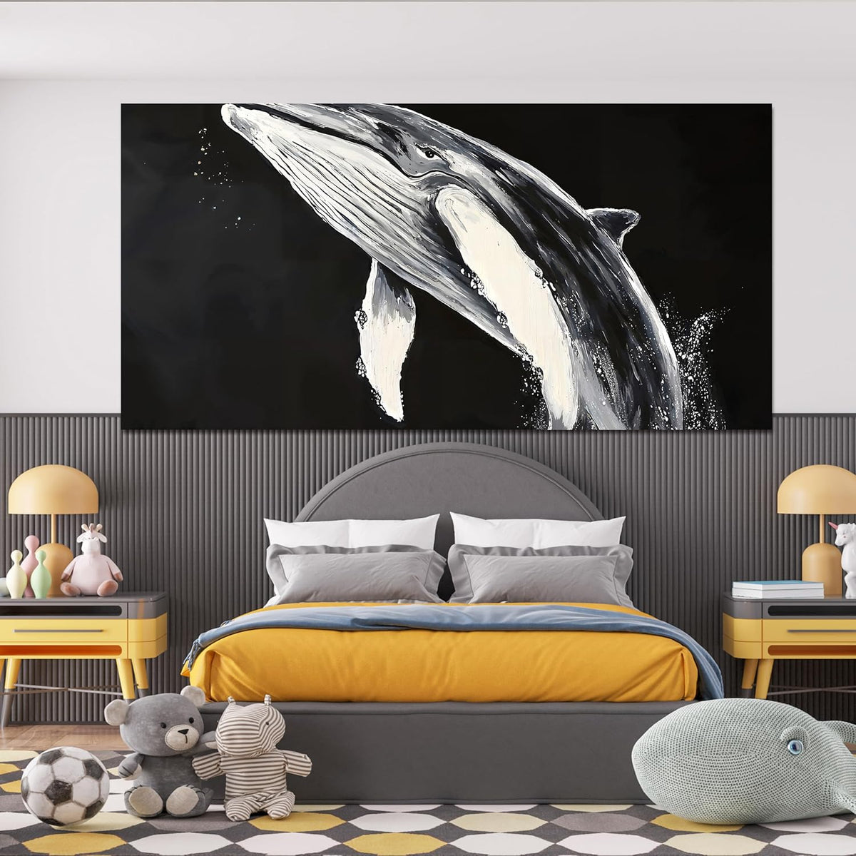AIXMGSJS Canvas Wall Art Decor Large Black and White Wall Art Prints Minimalist Wall Art for Living Room Large Modern Canvas Art Wall Decor Whales Artwork for Walls Home Office Decor 29" X 58"