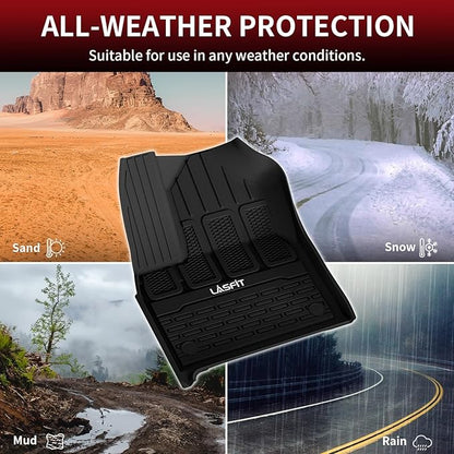 LASFIT Floor Mats for Jeep Grand Wagoneer/Grand Wagoneer L 2022 2023 2024 2025 7 Seats (NOT Fit Wagoneer & 8-Seat) All Weather TPE Custom Fit Car Mats Floor Liners 1st & 2nd & 3th Row, Black