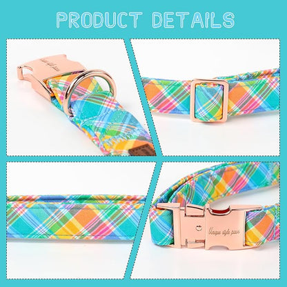 Unique style paws Easter Dog Collar Plastic Buckle Puppy Collar Colorful Plaid Puppy Collars for Small Medium Large Boys Girls Dogs