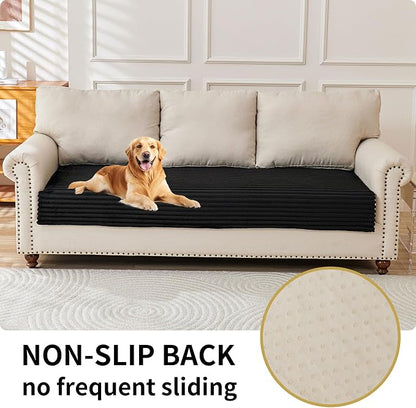 HAOMAIJIA Waterproof Couch Cover for Dogs Washable,Faux Fur Pet Couch Covers for Sofa,Soft Dog Bed Cover Non-Slip Couch Covers for 3 Cushion Couch Sofa Pet Friendly (Black, 35" x 47" 1 Pack)