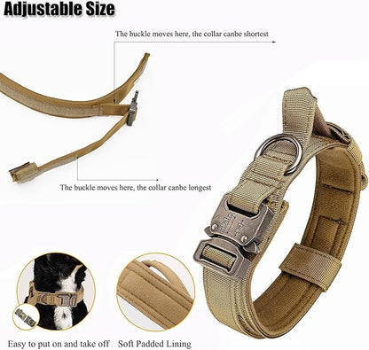 Tactical Dog Collar, Adjustable Military Training Nylon Dog Collar with Control Handle and Heavy Quick-Release Metal Buckle for Small Medium Large Dogs,Pink S