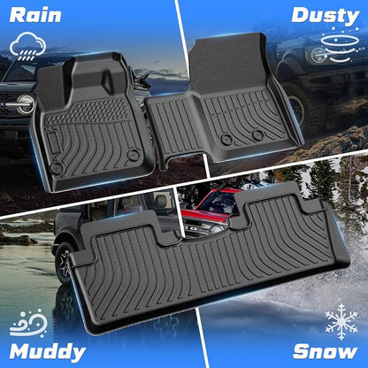 Sunsdrew Floor Mats for 2023-2026 Nissan Ariya Accessories, All Weather Floor Liners Front Rear 2 Rows Car Mats TPE Rubber Raised Edge
