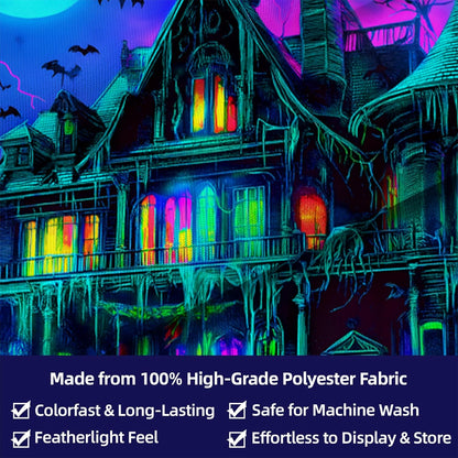 Halloween Tapestry, Blacklight Tapestry for Halloween Party Decor Hanging Tapestries Backdrop Wall Art Poster for Bedroom Dorm 79x59in