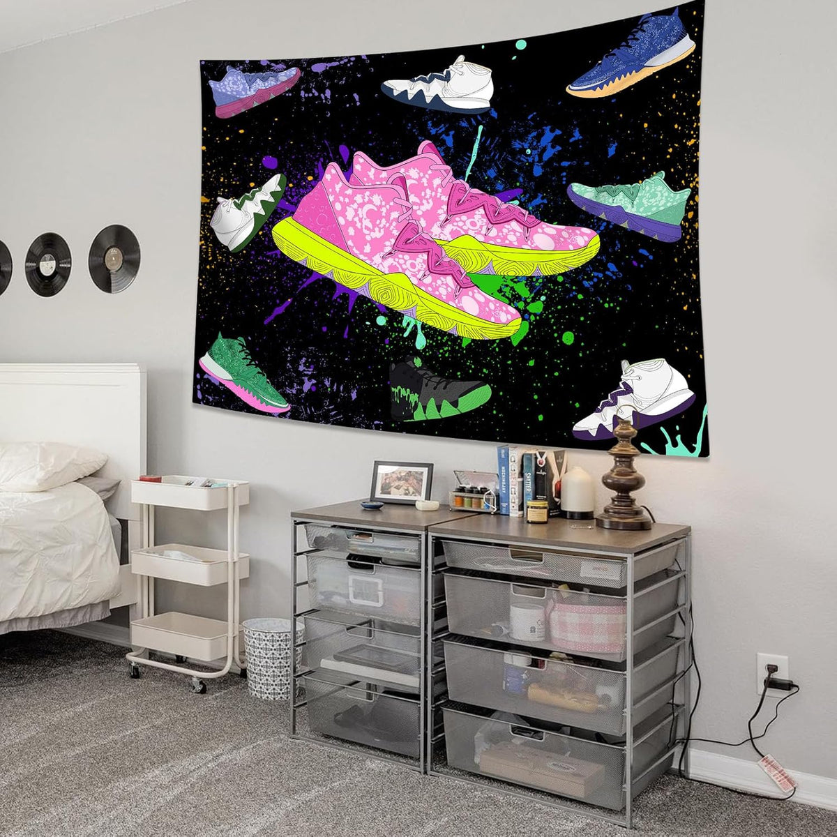 dueeia Sneaker Tapestry Wall Hanging Sneakerhead Ball Party Decorations Basketball Shoes Sports Backdrop for Teen Boys Mens Bedroom Living Room Dorm Wall Decor (90.6"x70.9")