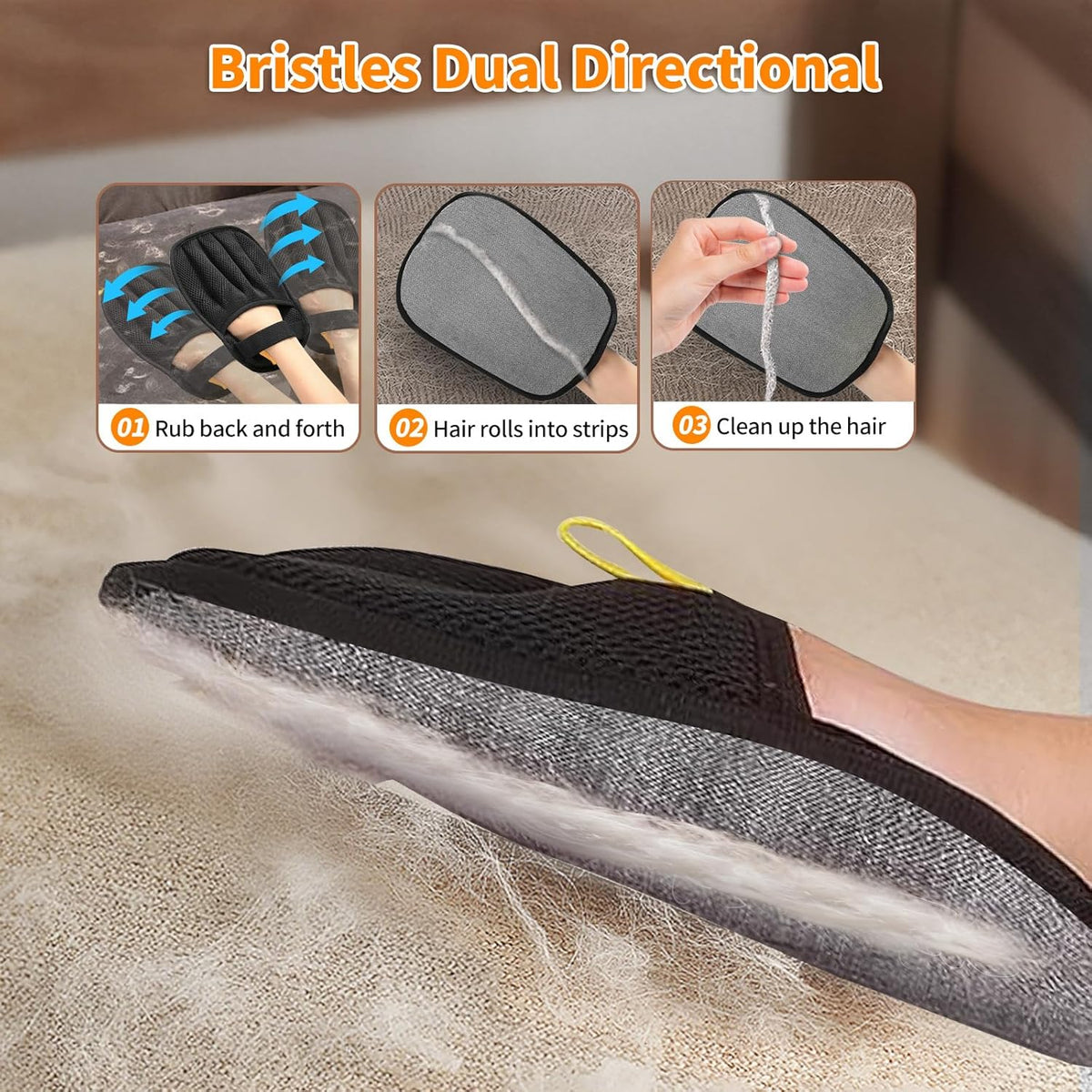 Pet Hair Removal Glove for Cats & Dogs, Upgraded Five-Finger Electrostatic Pet Hair Gloves, Reusable Magic Brush Pet Hair Remover Tool for Laundry, Couch, Carpet, Car Seat
