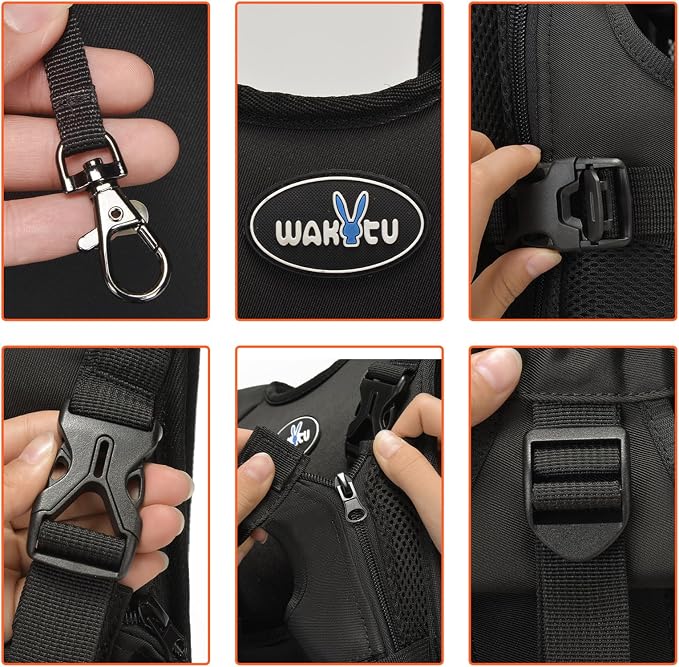 Wakytu Pet Front Dog Carrier Backpacks, Adjustable Dog Backpack Carrier, Comfortable Shoulder Straps, Soft Sponge Cushion, Designed to Fit Pets, S Size, 2-7LB