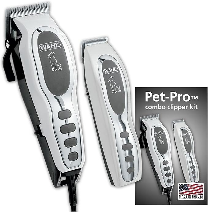 Wahl USA Pet-Pro Corded Clipper & Battery Trimmer Pet Grooming Combo Kit for Dogs with Light to Thick Coats, The Brand Used by Professionals - Model 9284