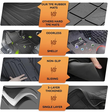 Floor Mats & Cargo Liner Fit for Mercedes Benz GLE 2016-2019 | ML Class 2012-2015 350/400 /63 AMG S, All Weather TPE Floor Liners Custom Fit GLE & ML Car Mats, Black