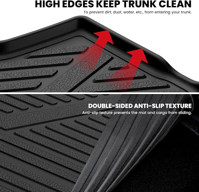 LASFIT Trunk Mat with Backrest Mat 2015-2020 for GMC Yukon (Only Yukon, Not Fit Yukon XL)/Cadillac Escalade (Only Escalade, Not Fit Escalade ESV)/Chevrolet Chevy Tahoe, All Weather TPE Custom Fit