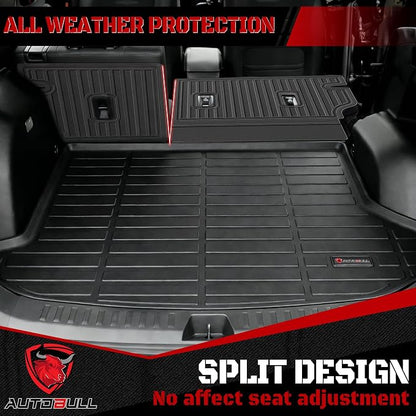 Floor Mats & Cargo Liner for 2022-2025 2026 Nissan Pathfinder 7&8 Seats (Fit Gas), Full Set All Weather Protection 1st,2nd,3rd Row Car Liners,Backrest Mat & Trunk Mat,Black