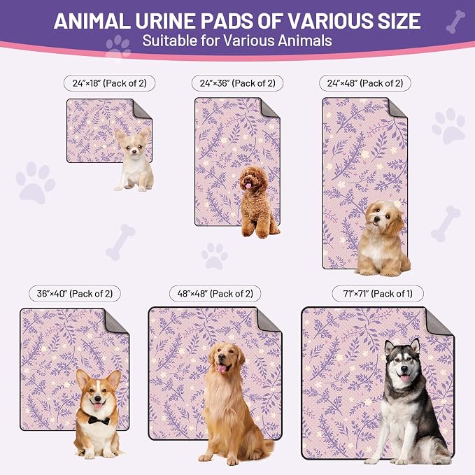 Washable Dog Pee Pads - Absorbent Reusable Puppy Training Pads, Waterproof Leak - Proof & Non - Slip for Crate Whelping Potty Training 36x41 (Pack of 2)