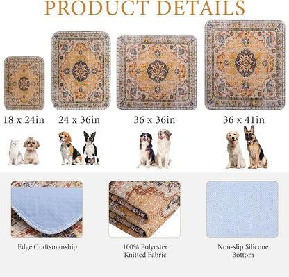 Homimp Washable Pee Pads for Dogs, 4 Pack Reusable Puppy Pads Waterproof, Absorbent and Leakproof Dog Pee Pads, Non Slip Puppy Training Pads, Pet Mat for Floor,Crate,Couch,Whelping,Khaki, 18"x24"