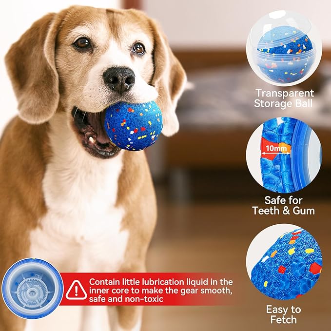 2025 Smart Interactive Dog Toys for Aggressive Chewers, Self Moving Interactive Dog Ball, Automatic Vibrating Toy, E-TPU Material Chew Proof Design for Boredom & Training for Medium and Large Dogs