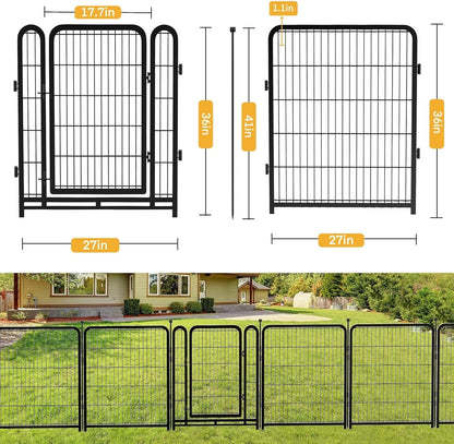 Garden Fencing 36 Inch High, 4 Panels Total 8.9 Ft(L) Dog Fencing Outdoor for Yard, 4 One-Sided Plate, No Door, Anti Dig Fence Barrier, Dog Pen, Rabbit Fence, Garden Fences and Borders