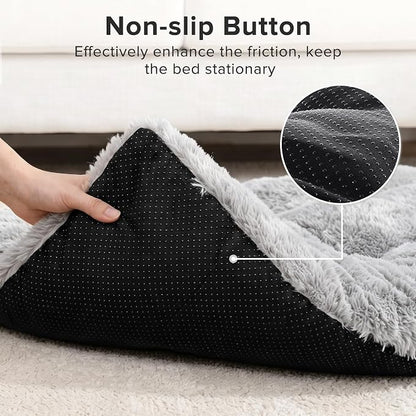 JOEJOY Large Dog Bed Crate Pad, Deluxe Plush Washable Dog Beds Fulffy Soft Kennel Pad Anti-Slip Pet Sleeping Mat for Extra Large Medium Small Dogs, 44" x 32", Grey
