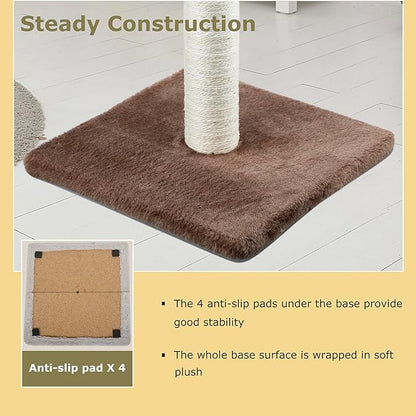 Dimaka 29" Tall Cat Scratching Post, Claw Scratcher with Sisal Rope and Covered with Soft Smooth Plush, Vertical Scratch [Full Strectch] for Standard Size Cats (Dark Brown, 29 inches for All Cats)