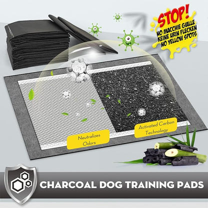 CROCI Charcoal Pee Pads for Dogs Odor Control Leak Proof XXL 28x44in 25Ct | Super Absorbent Puppy Pads with Adhesive Tabs, Heavy Duty, Dog Potty Training, Quick-Dry Surface, Disposable