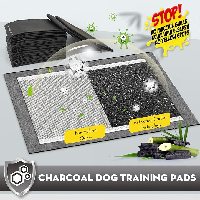 CROCI Charcoal Pee Pads for Dogs Odor Control Leak Proof XXL 36x36in 25Ct | Super Absorbent Puppy Pads with Adhesive Tabs, Heavy Duty, Dog Potty Training, Quick-Dry Surface, Disposable