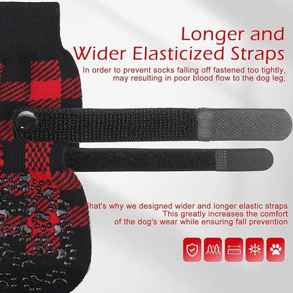 EXPAWLORER Anti-Slip Dog Socks-Double Sides Grips Traction Control on Hardwood Floor,Dog Shoes for Hot/Cold Pavement,Best Paw Protector,Prevents Licking,for Puppy Small Medium Large Senior Dogs
