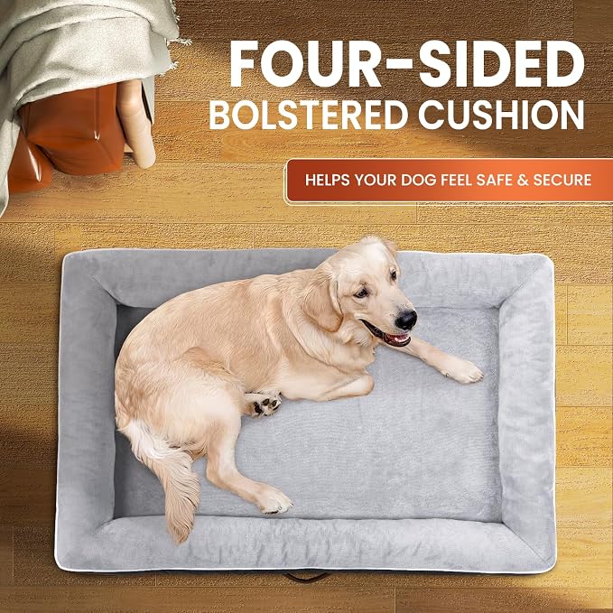 Upvilla Orthopedic Dog Bed, Four-Sided Small Dog Sofa, Washable Cover Gray | Removable Waterproof Dog Bed Cover, Egg-Crate Orthopedic Foam, Built-In Carry Handle, Indoor Small Pet Beds, Cat Beds