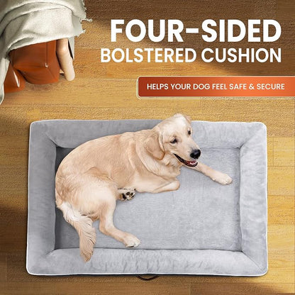 Upvilla Orthopedic Dog Bed, Four-Sided Small Dog Sofa, Washable Cover Gray | Removable Waterproof Dog Bed Cover, Egg-Crate Orthopedic Foam, Built-In Carry Handle, Indoor Small Pet Beds, Cat Beds