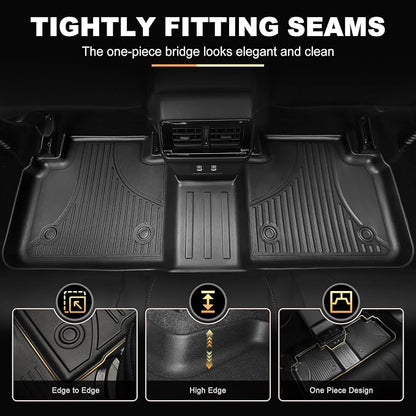 AOMSAZTO Floor Mats Compatible with 2018-2025 2026 Volkswagen Atlas (Not for Cross Sport) 7 Seats - VW Atlas TPE All Weather Protection Floor Mats & 2nd & 3rd Row Backrest Mat & Cargo Liner