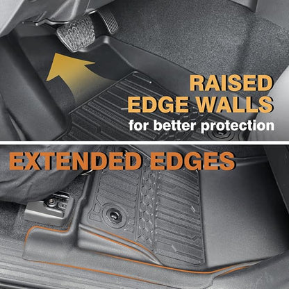 TripleAliners for Tacoma 2024 2025 2026 | Floor Mats First Row ONLY | for Double Cab & Access Cab All Weather Liners Compatible with 2024+ Toyota Tacoma Accessories (Fit Auto Trans), 2PC