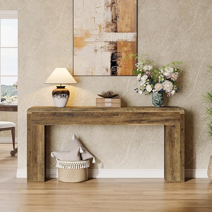 Tribesigns 70.9-Inch Extra Long Console Table, Rustic Wooden Sofa Table Behind Couch, Farmhouse Entryway Console for Living Room, Entryway, Hallway, Foyer (Brown)