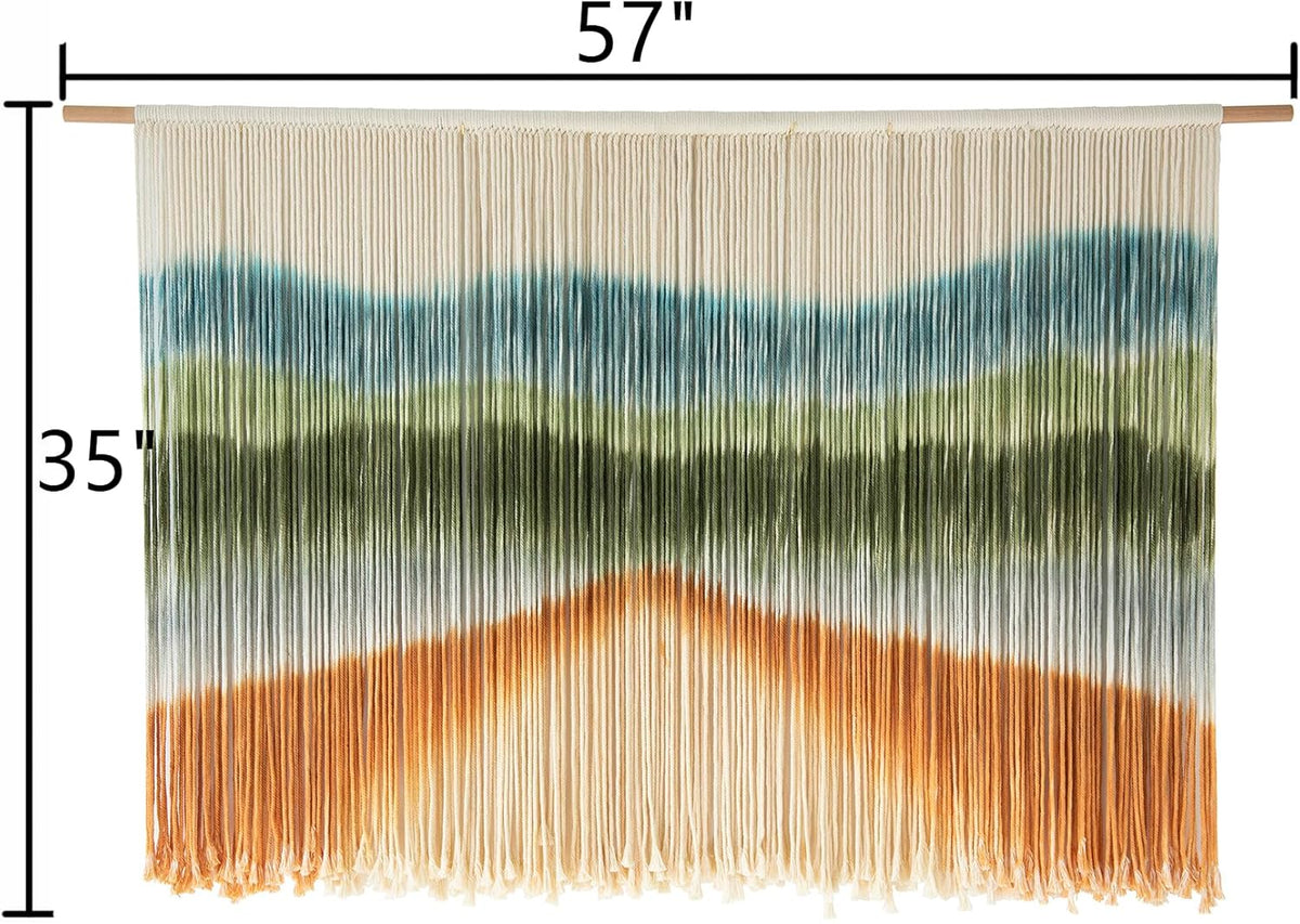 IOWER Macrame Wall Hanging Dip-Dye Chic Home Decor Boho Wall Decor Yarn Wall Art for Nursery, Bedroom, Living Room,Backdrop,57" W X 35" L