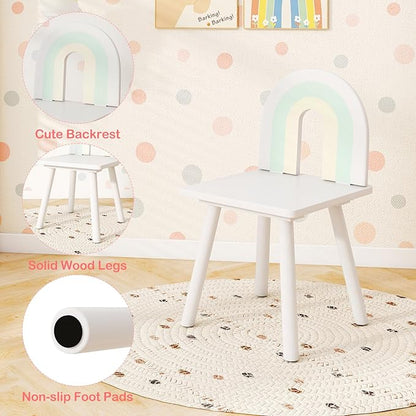 HONEY JOY Kids Vanity, Cloud Shape Wooden Girls Vanity Set with Mirror and Stool, Drawers, Storage Cabinet, Toddler Makeup Desk Dressing Table, Pretend Play Kids Vanity Table and Chair Set (White)