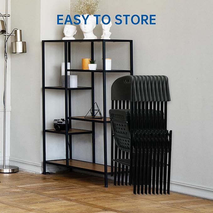 50 Pack Thicker 800 LBS Black Folding Chairs, Commercial Grade Folding Chair, Foldable Chairs for Events