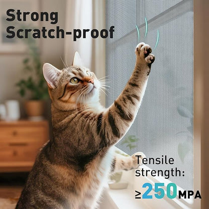 Pet Proof Window Door Screen Roll,37.4INx16.4FT Polyester Window Screen Mesh,Heavy Duty Screen Replacement Kit for Window, Door,Pet,Patio,Porch (15x12 Mesh)