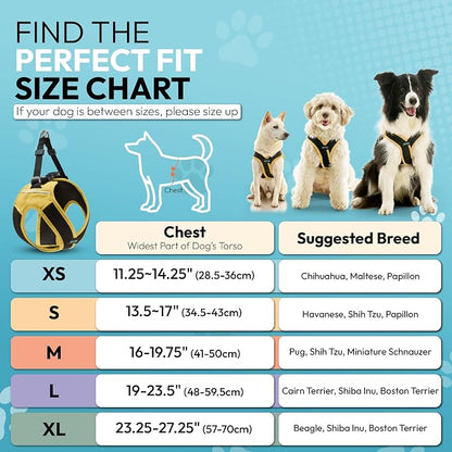Gooby Escape Free Easy Fit X Step-in Dog Harness, Miami Yellow, Small | Patented escape-free, tightens on back-out; Choke-free X-frame + V-neck; Quick-release buckle; Reflective trim