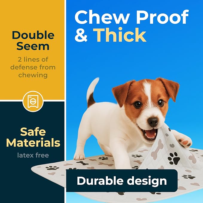 GREEN LIFESTYLE Washable Pee Pads for Dogs - Waterproof Reusable Puppy Pads with Anti-Slip Backing, Pet Training Pad for Puppy Playpen, Crate, Whelping Box, Potty Training (Pack of 2 - 48x48)