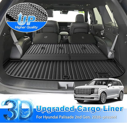 Cartist Trunk Mat Fits for 2026 Hyundai Palisade Gas Cargo Liner, TPE All Weather Cargo Mat for Palisade Accessories (with Backrest Mat)