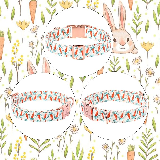 Easter Dog Collar, Cute Carrot Easter Collar for Boy Girl Dogs, Adjustable Heavy Duty Spring Holiday Dog Collars for Small Medium Large Dogs with Metal Buckle XL